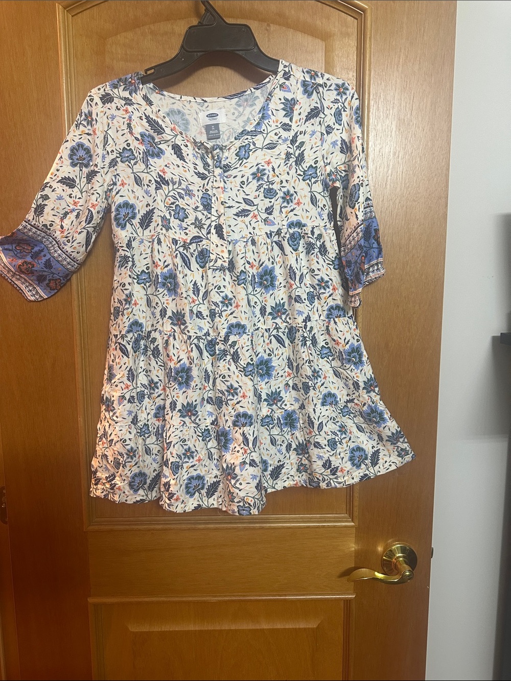 Blue Floral Tiered Dress Top